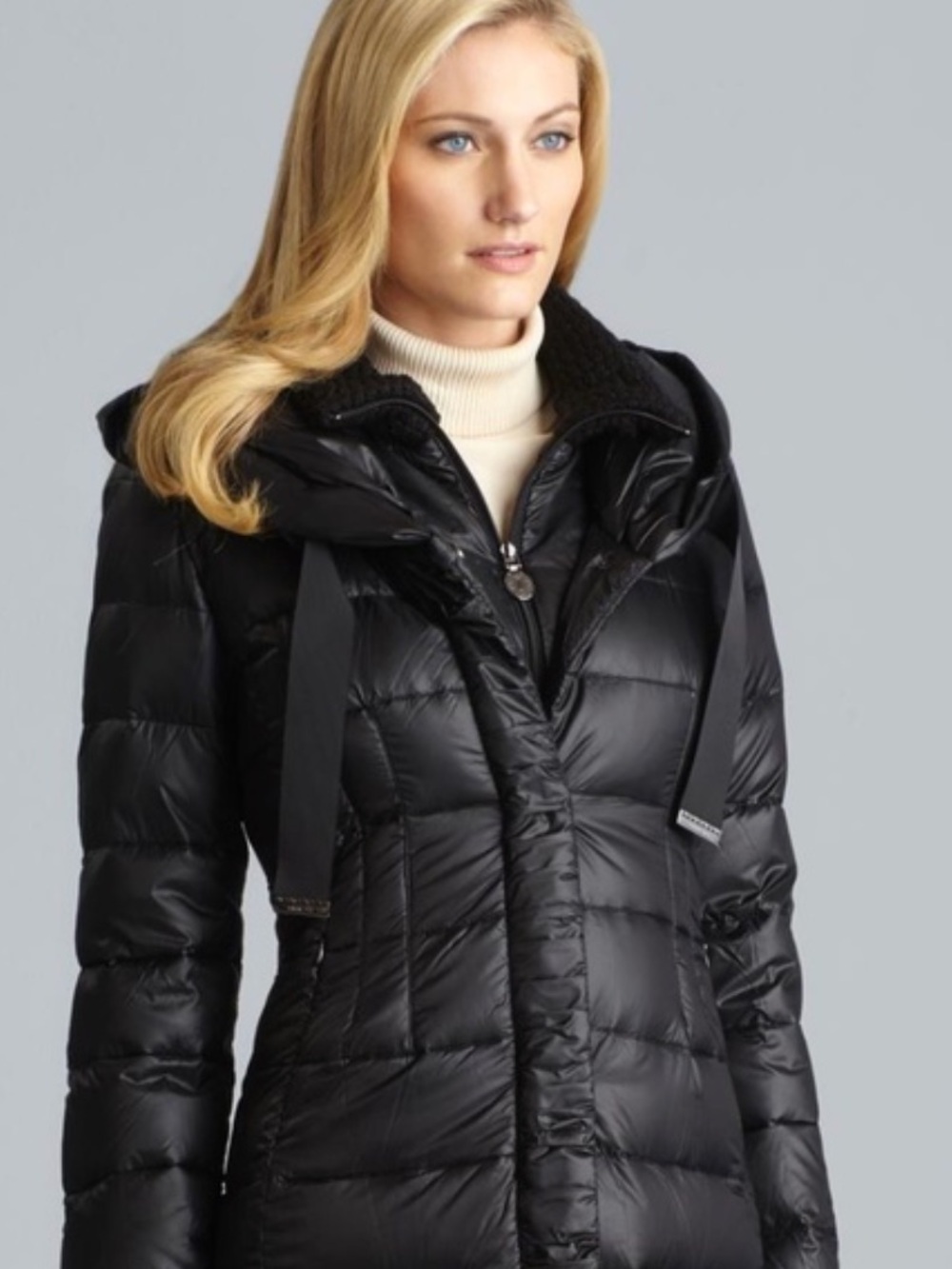 Elie Tahari Black Quilted Puffer Coat